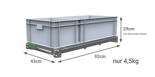 Die MONO 90 hat Platz für 2 Euronorm Kisten.
